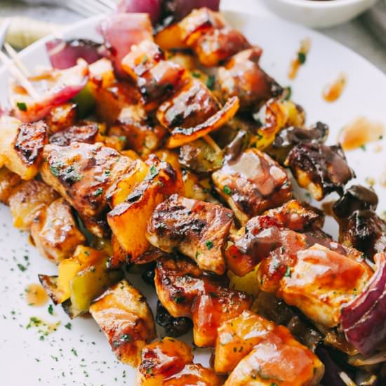 Barbecue Pineapple and Pork Skewers - Recipe photo by diethood