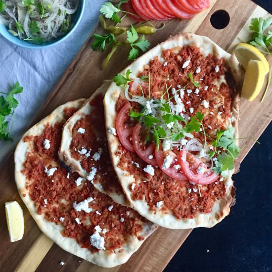 Lahmacuns with onion salad - Recipe photo by Rebelliouskitchen