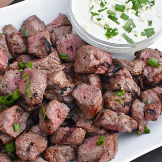 Steak Bites with Blue Cheese Sauce - Recipe photo by The Spicy Apron