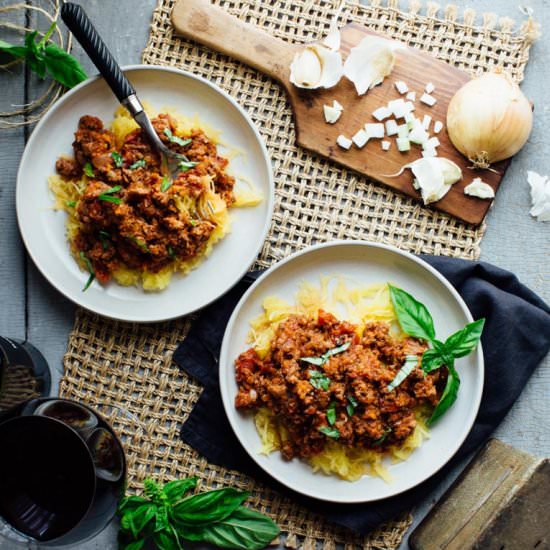 Spaghetti Squash and Sausage Ragu - Recipe photo by healthy seasonal recipes