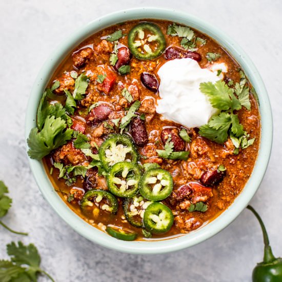 Crockpot Turkey Chili - Recipe photo by saltandlavender