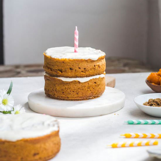 Vegan Pumpkin Dog Cake - Recipe photo by thealmondeater