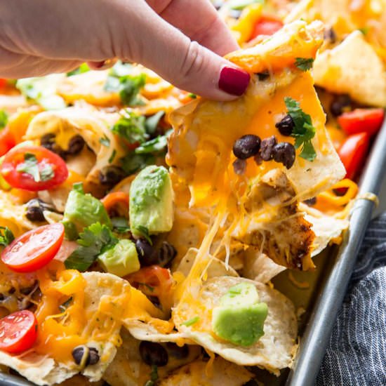 Sheet Pan Chicken Nachos - Recipe photo by ezpzmealz