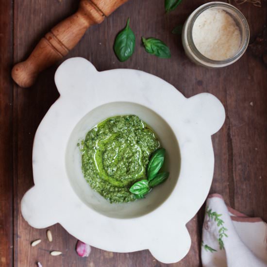 Genoa Basil Pesto Sauce - Recipe photo by asmallkitcheningenoa