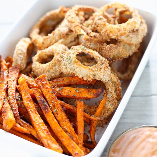Skinny Onion Rings and Fries - Recipe photo by 3ScoopsofSugar