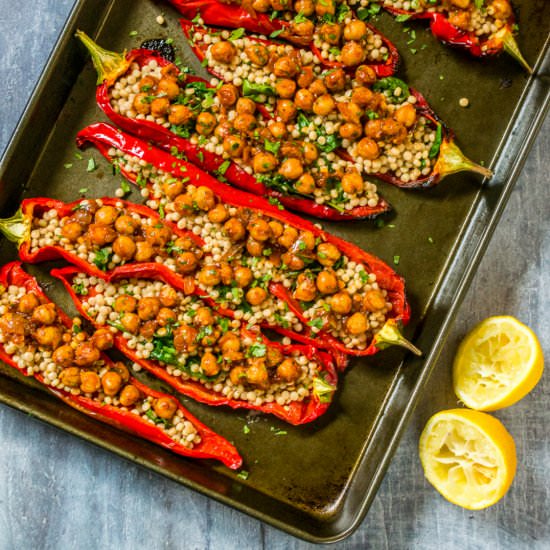 Moroccan Stuffed Romano Peppers - Recipe photo by thevegspace