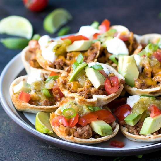 Crunchy Taco Cups with Tortillas - Recipe photo by lslfunblog