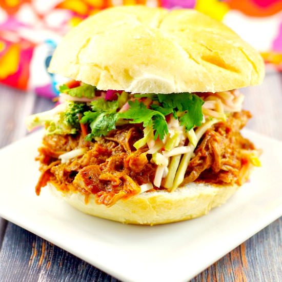 Slow Cooker Pulled Pork Sandwich - Recipe photo by Food Meanderings