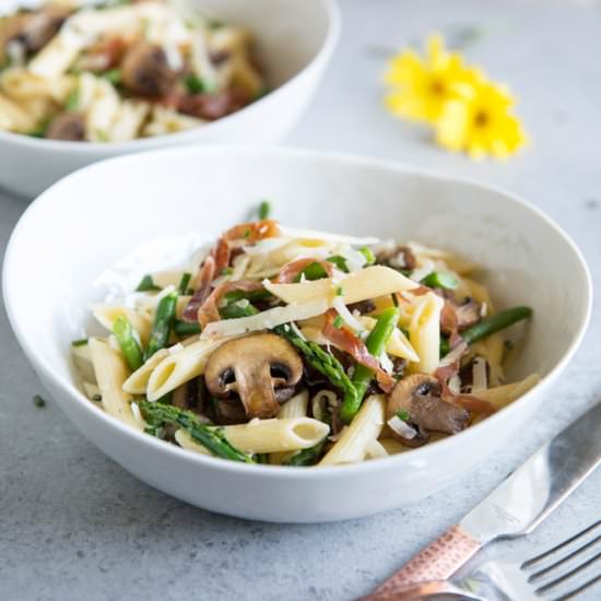 Pasta with Asparagus and Mushrooms - Recipe photo by culinaryhill