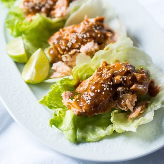 Salmon Teriyaki Lettuce Wraps - Recipe photo by gnom-gnom