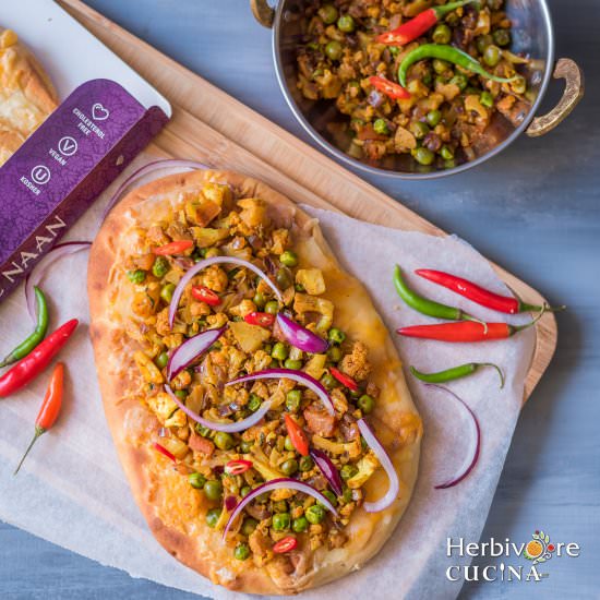 Indian Cauliflower Peas Naan Pizza - Recipe photo by Herbivore Cucina