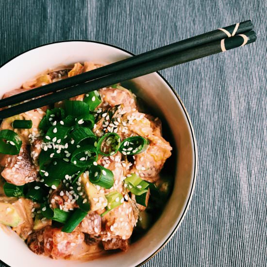 Spicy Kimchi Ahi Poke - Recipe photo by whipandwander