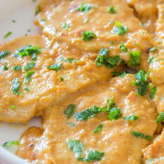 Boneless PorkChops in Saffron Cream - Recipe photo by ItalianRecipeBook