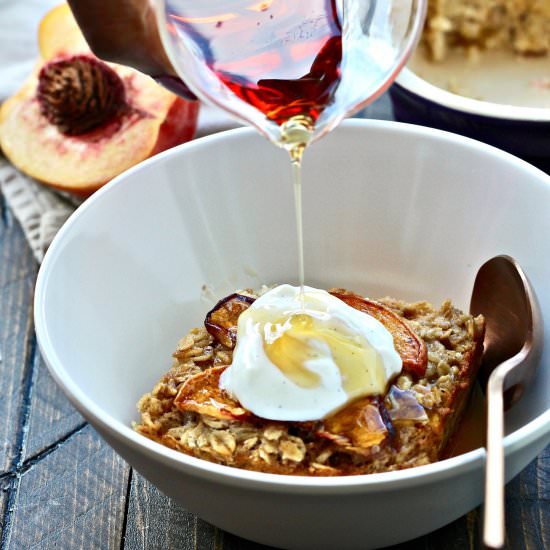 Peaches and Cream Baked Oatmeal - Recipe photo by The Foodie Physician