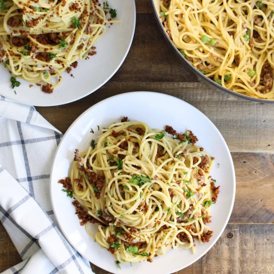Vegan Cauliflower Carbonara - Recipe photo by babemadeblog
