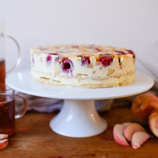 Raspberry & Peach Dacquoise - Recipe photo by PatisserieMakesPerfect