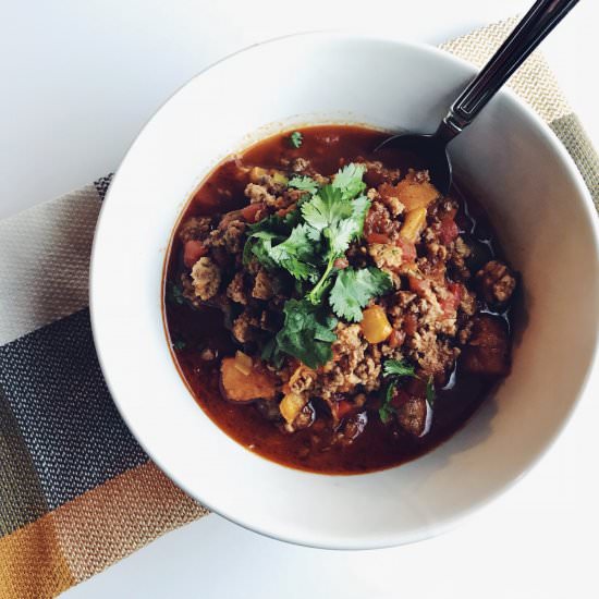 Paleo Chili with Butternut Squash - Recipe photo by whipandwander