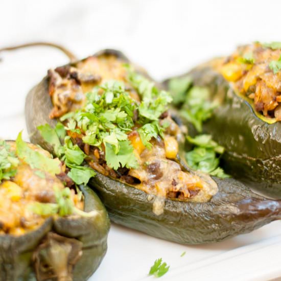 Southwest Stuffed Poblano Peppers - Recipe photo by ChampagneandPaperPlanes