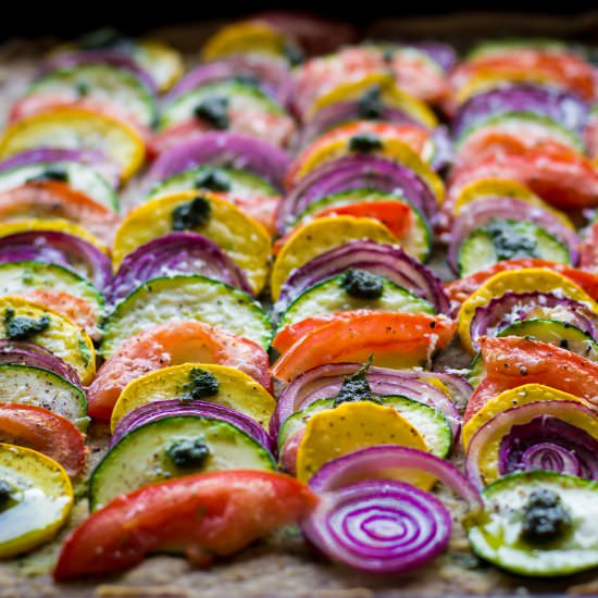 Courgette Tart with Basil Oil - Recipe photo by cuisinedeli