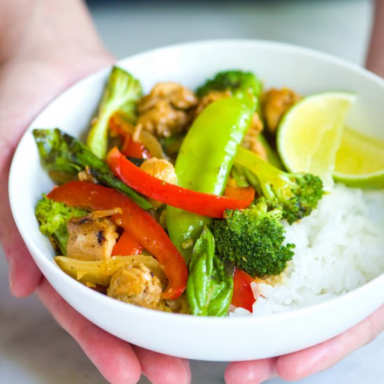 30-Minute Ginger Chicken Stir Fry - Recipe photo by inspiredtaste
