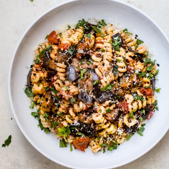 Spicy Eggplant Pasta - Recipe photo by saltandlavender