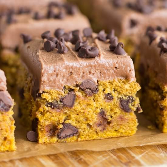 Pumpkin Chocolate Chip Bars - Recipe photo by thegoldlininggirl