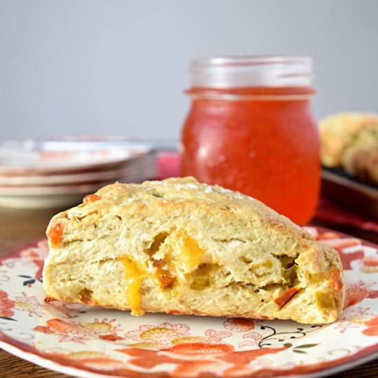Cheddar Pepper Scones and Jelly - Recipe photo by The Hungry Genealogist