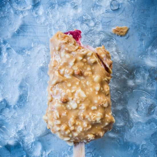 Peanut Butter & Jam Ice Creams - Recipe photo by The Hungry Cook