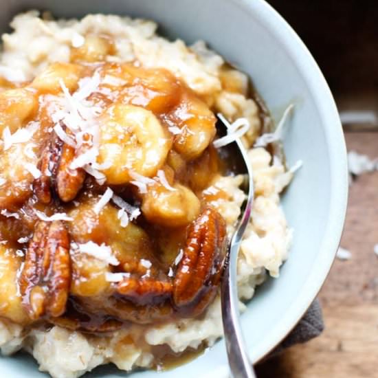 Caramelized Banana Pecan Oatmeal - Recipe photo by feelgoodfoodie1