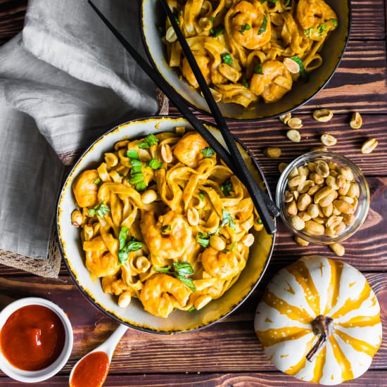 spiced pumpkin shrimp thai noodles - Recipe photo by My Digital Kitchen