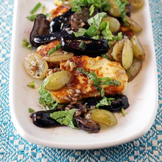 Haloumi with Grapes - Recipe photo by Food Gal