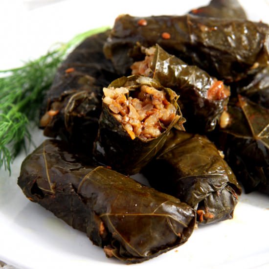 Vegan Stuffed Vine Leaves with Rice - Recipe photo by adinutza