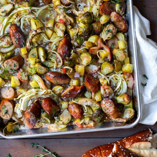 Sausage, Apple and Veggie Sheet Pan Dinner - Recipe photo by beckysuebakes