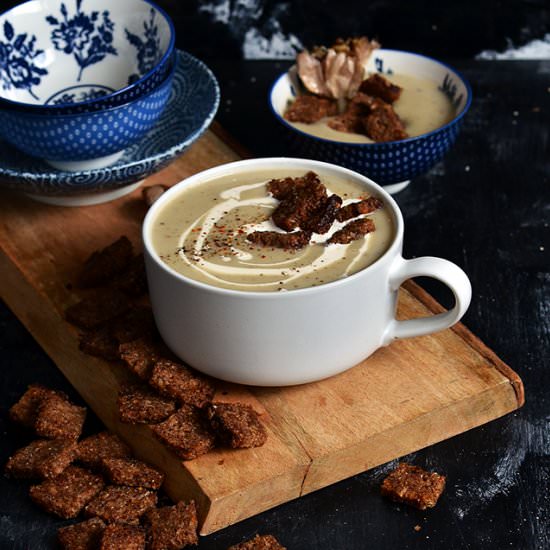 Cauliflower & Roasted Garlic Soup - Recipe photo by thehungryherbivores