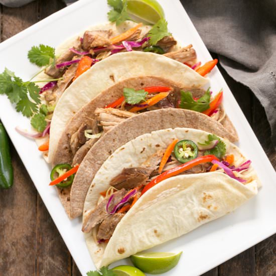 Slow Cooker Asian Pork Tacos - Recipe photo by thatskinnychickcanbake