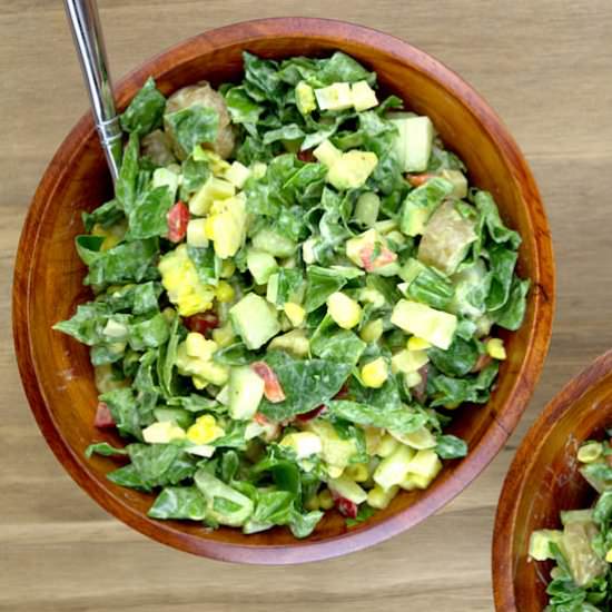 Potato Veggie Cheese Salad - Recipe photo by agourmetfoodblog
