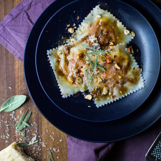Pumpkin Ravioli with Sage Butter - Recipe photo by Stiers Aesthetic