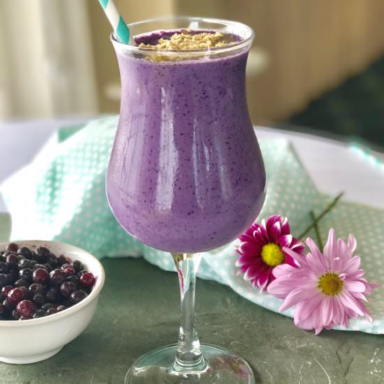Blueberry Peanutty Protein Smoothie - Recipe photo by LaurenPincusRD