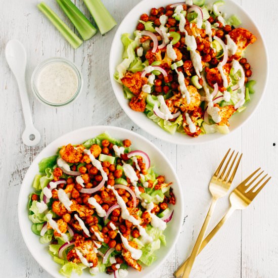 Buffalo Cauliflower Salad - Recipe photo by eatingbirdfood