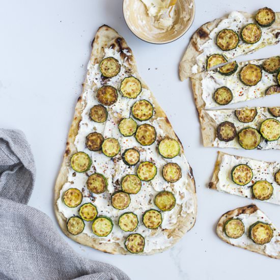 Zucchini Labneh Naan Pizza - Recipe photo by heinstirred