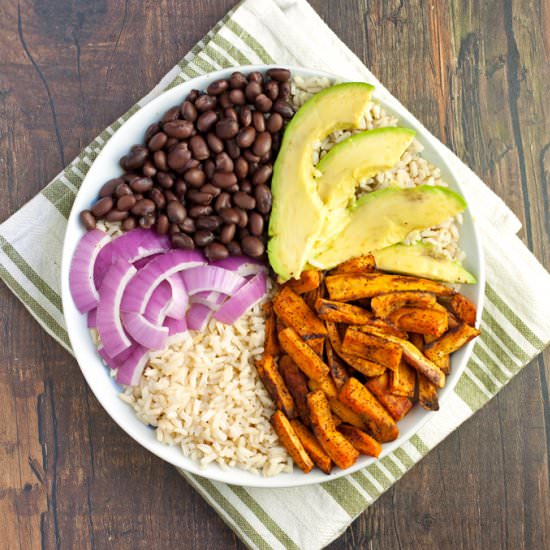 Sweet Potato Black Bean Rice Bowls - Recipe photo by 2Teaspoons