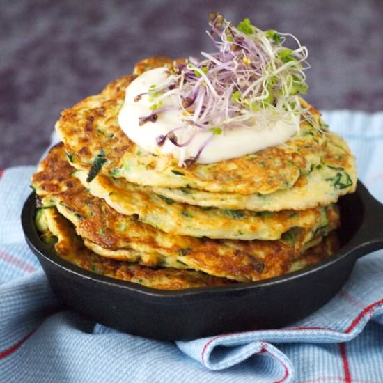 Savory Zucchini Pancakes - Recipe photo by FlyingFoodie
