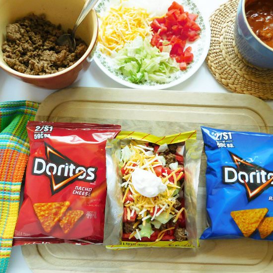 Walking Chili Cheese Tacos - Recipe photo by Bottom Left of the Mitten