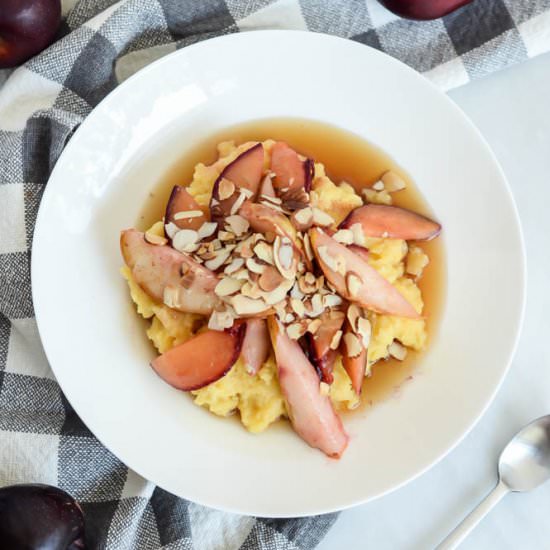 Pear and Plum Breakfast Polenta - Recipe photo by robinterry1