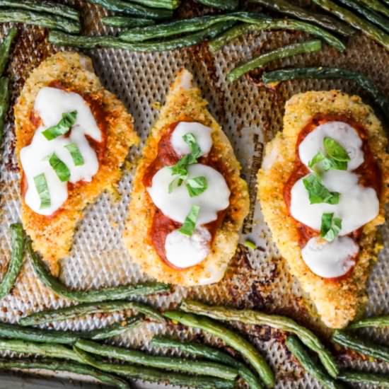 Sheet Pan Healthy Chicken Parm - Recipe photo by SlenderKitchen