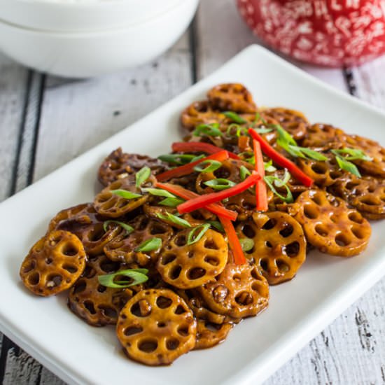 Stir Fried Lotus Root in Garlic Sauce - Recipe photo by wokandskillet