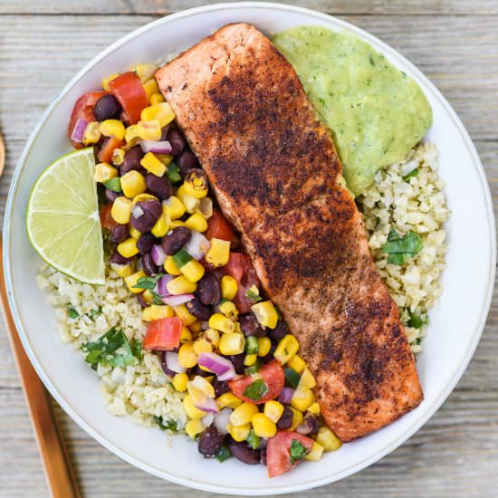 Spicy Salmon Burrito Bowl - Recipe photo by SouthernParm
