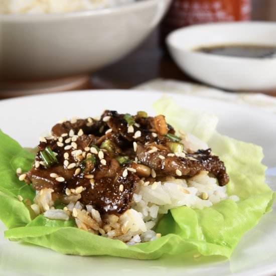 Korean Beef Lettuce Wraps - Recipe photo by For the Love of Cooking