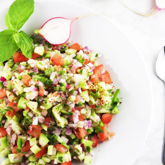 Indian Cucumber Tomato Onion Salad - Recipe photo by Chickfoodtv