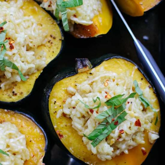 Parmesan Risotto Stuffed Acorn Squash - Recipe photo by feelgoodfoodie1